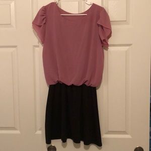 Rose pink and black dress medium to large